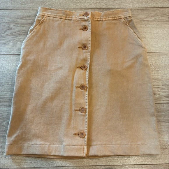 Wilfred x Aritzia Orange Tan Button Down Pencil Skirt High Waisted Size 8 - Picture 1 of 5